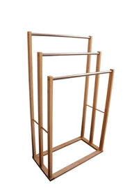 Danoz Furniture - Bamboo Towel Bar Metal Holder Rack 3 - Tier Freestanding for Bathroom and Bedroom - danozdirect