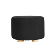 Danoz Furniture - Fabric Ottoman Round Wooden Leg Foot Stool - BLACK - danozdirect
