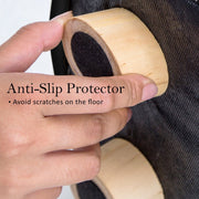 Danoz Furniture - Fabric Ottoman Round Wooden Leg Foot Stool - BLACK - danozdirect