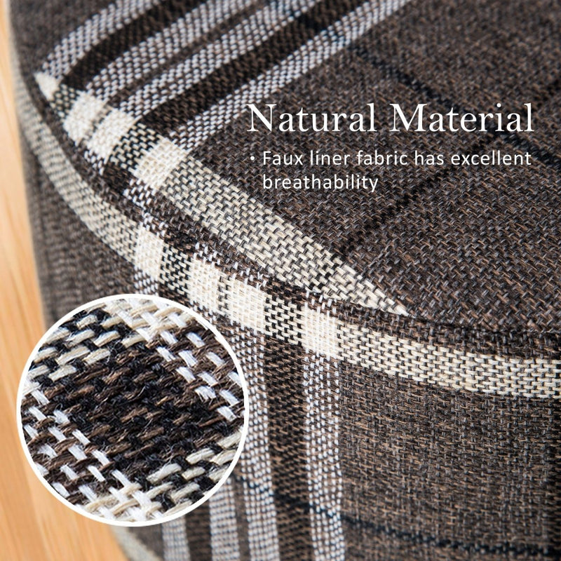 Danoz Furniture - Fabric Ottoman Round Wooden Leg Foot Stool - LATTICE - danozdirect