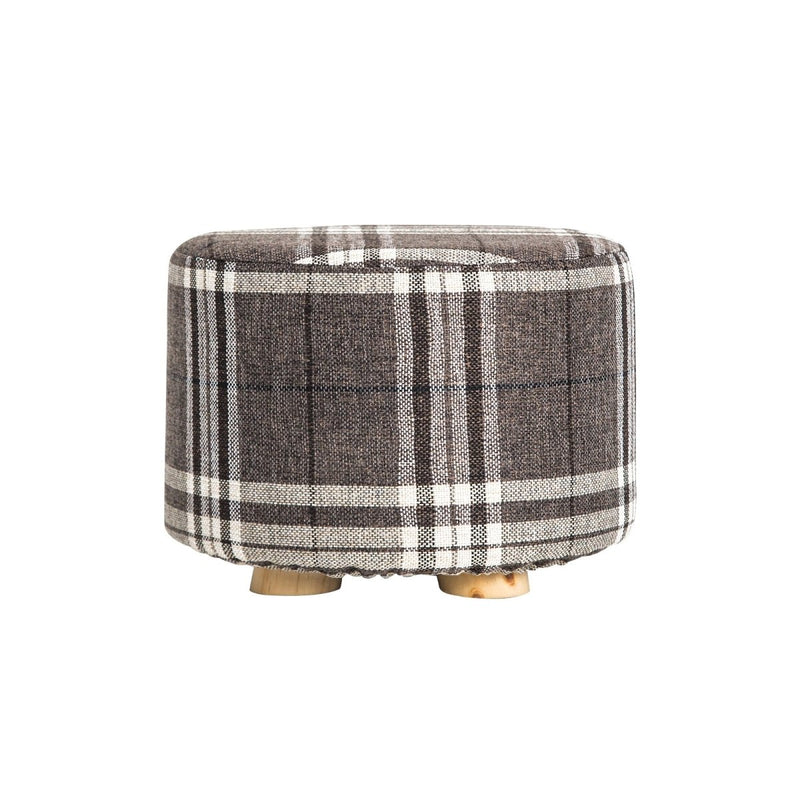 Danoz Furniture - Fabric Ottoman Round Wooden Leg Foot Stool - LATTICE - danozdirect
