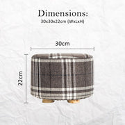 Danoz Furniture - Fabric Ottoman Round Wooden Leg Foot Stool - LATTICE - danozdirect