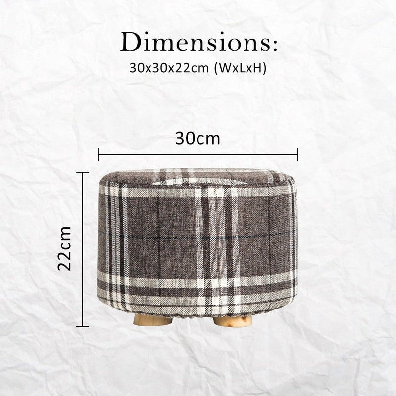 Danoz Furniture - Fabric Ottoman Round Wooden Leg Foot Stool - LATTICE - danozdirect