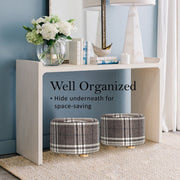 Danoz Furniture - Fabric Ottoman Round Wooden Leg Foot Stool - LATTICE - danozdirect