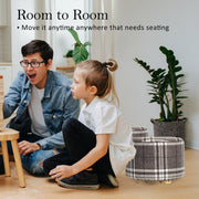 Danoz Furniture - Fabric Ottoman Round Wooden Leg Foot Stool - LATTICE - danozdirect