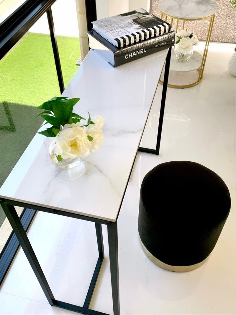 Danoz Furniture - Interior Ave - Stone Marble Console - Marble & Black - danozdirect