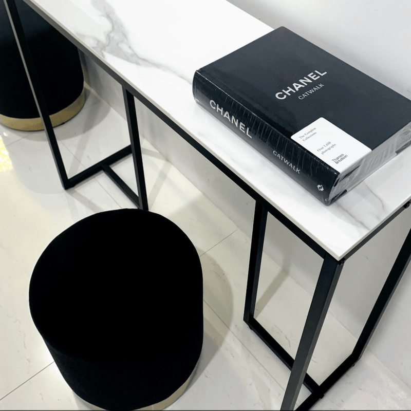 Danoz Furniture - Interior Ave - Stone Marble Console - Marble & Black - danozdirect