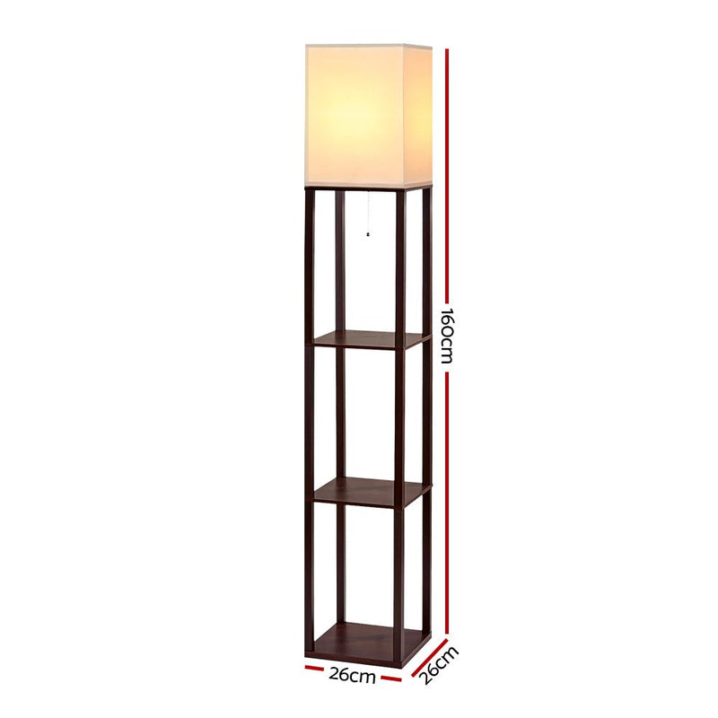 Danoz Furniture🪑Artiss Floor Lamp 3 Tier Shelf Storage LED Light Stand Home Room Vintage White - danozdirect