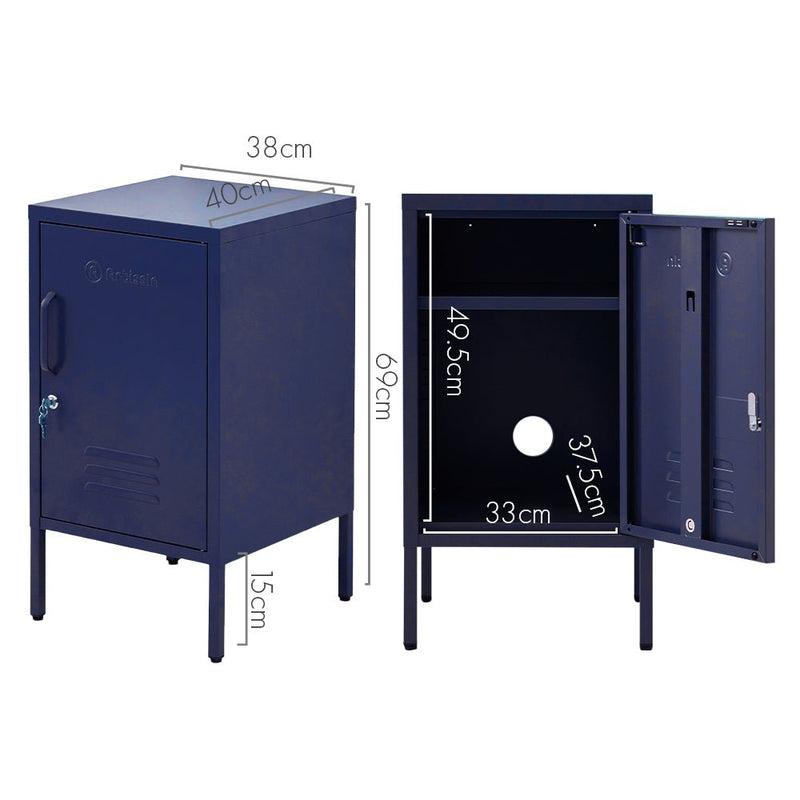 Danoz Furniture🪑🪑ArtissIn Bedside Table Metal Cabinet - MINI Blue - danozdirect