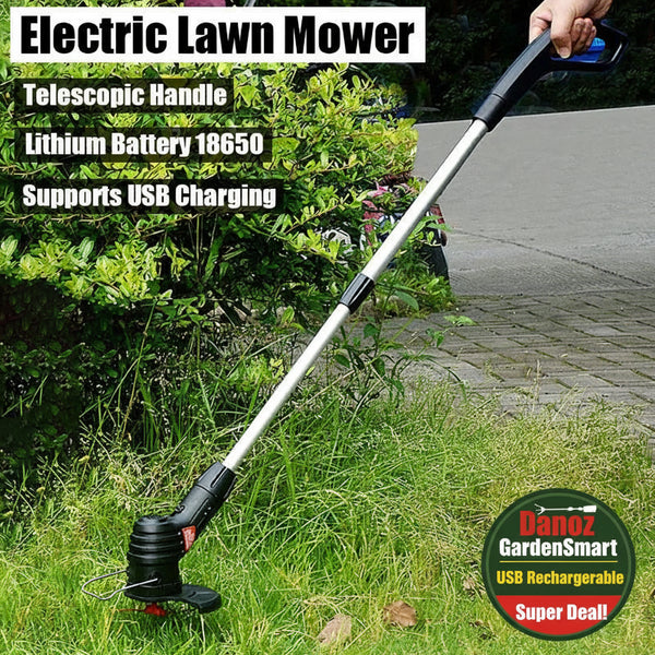 Danoz Garden - Electric Cordless Lawn Mower - USB Rechargeable Retractable Weeder + 5 Blade Kit - danozdirect..