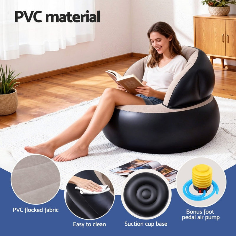 Danoz Gardeon Inflatable Chair Blow Up Folding Air Chairs Sofa for Camping with Pump - danozdirect