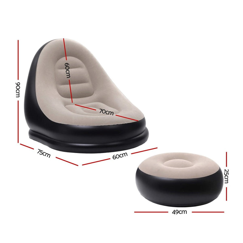 Danoz Gardeon Inflatable Chair with Ottoman Air Sofa Blow Up Air Chair for Camping with Pump - danozdirect