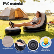 Danoz Gardeon Inflatable Chair with Ottoman Air Sofa Blow Up Air Chair for Camping with Pump - danozdirect