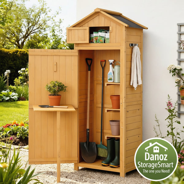 Danoz Gardeon Outdoor Storage Cabinet Cupboard Folding Table Tool Organizer Shed Adjustable - danozdirect
