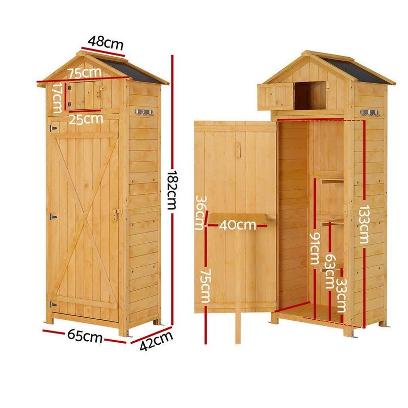 Danoz Gardeon Outdoor Storage Cabinet Cupboard Folding Table Tool Organizer Shed Adjustable - danozdirect