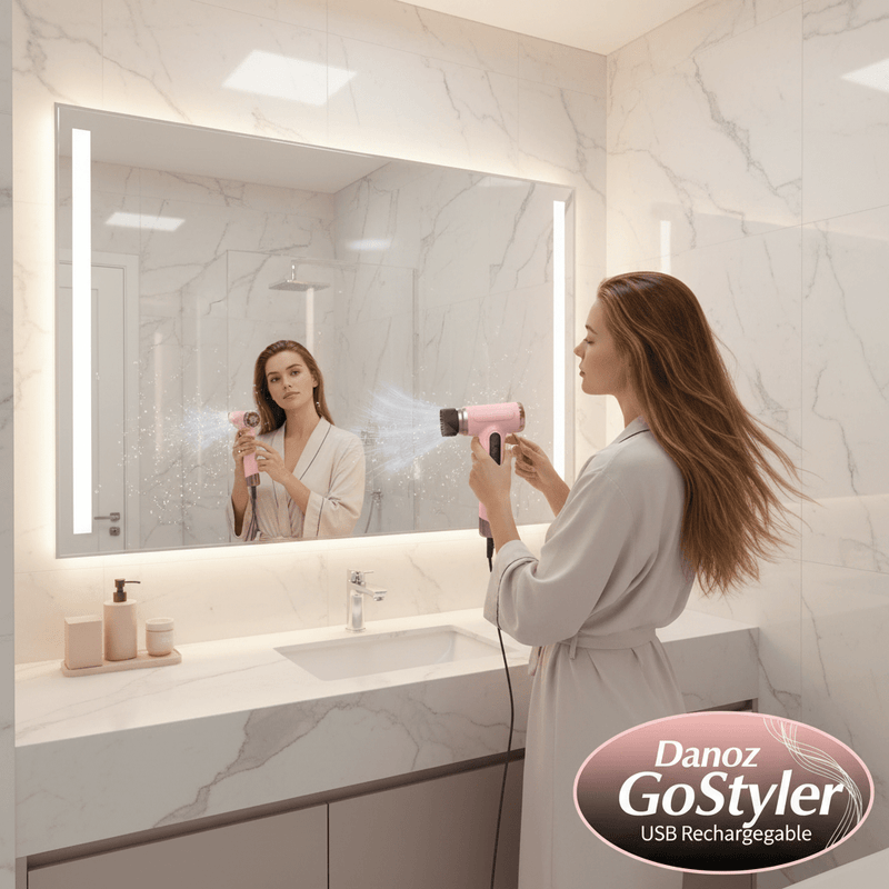 Danoz GoStyler - ireless Hair Dryer with Cold & Hot Air, Portable Large - Capacity USB Rechargeable Ionic Dryer, Fast - Drying, Lightweight and Compact for Home and Travel - danozdirect