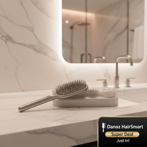 Danoz Hair - Black Premium Self - Cleaning Hair Brush Set with Stand - Anti - Static Detangling & Scalp Massage Paddle Brush - danozdirect