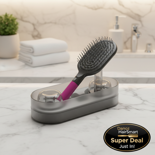 Danoz Hair - Rose Red Premium Self - Cleaning Hair Brush Set with Stand - Anti - Static Detangling & Scalp Massage Paddle Brush - danozdirect