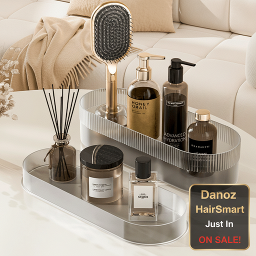 Danoz Hair - White Premium Self - Cleaning Hair Brush Set with Stand - Anti - Static Detangling & Scalp Massage Paddle Brush - danozdirect
