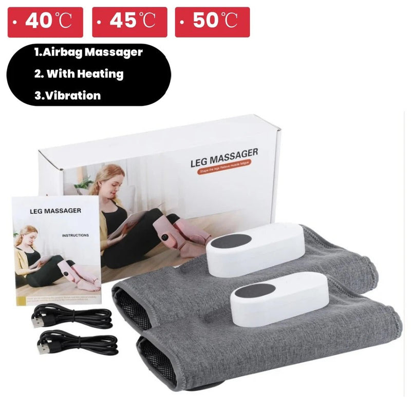 Danoz Health - 2PCS Electric Air Pressure Calf Massager Full 360° Around Airbag Hot Compress Vibration Muscle Relax Blood Circulation Wireless - danozdirect