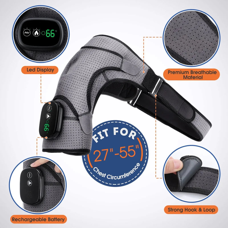 Danoz Health 🧑‍⚕️ Electric Heating Shoulder Massager Vibration Massage Shoulder Brace Support Belt Arthritis Pain Relief Physiotherapy Belt - danozdirect