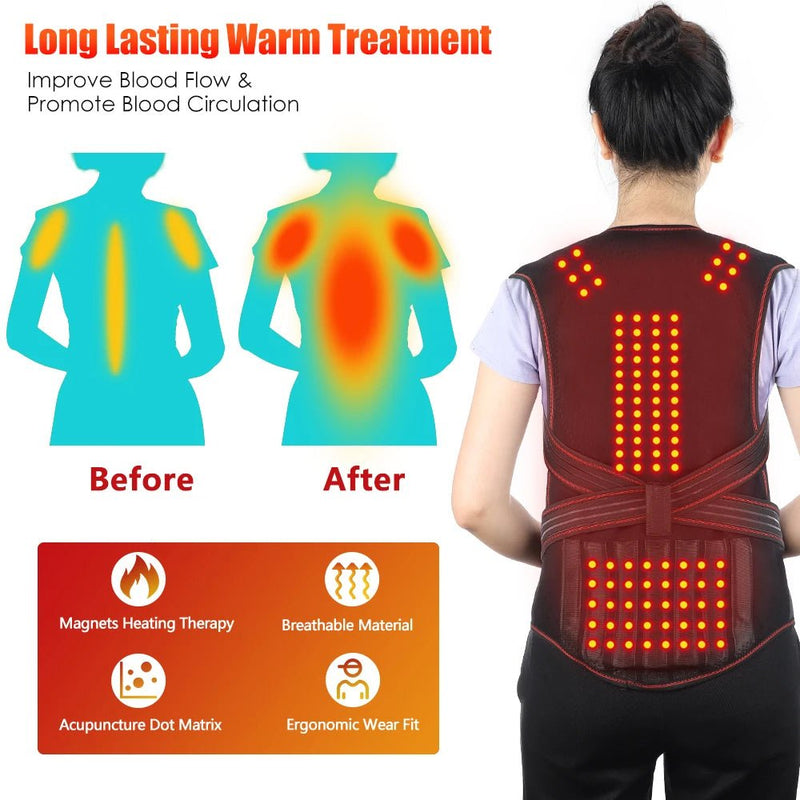 Danoz Health - Magnet Heated Vest Magnetic Self - Heating Thermal Waist Brace Lumbar Pad Corset Postrue Corrector Relief Pain - danozdirect