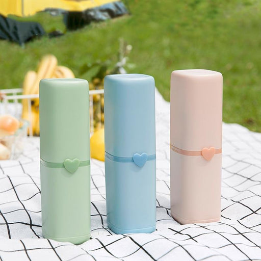 Danoz Health - Portable Toothbrush Holder Tooth Mug Toothpaste Cup Bath Travel Box Accessories Set Pink - danozdirect