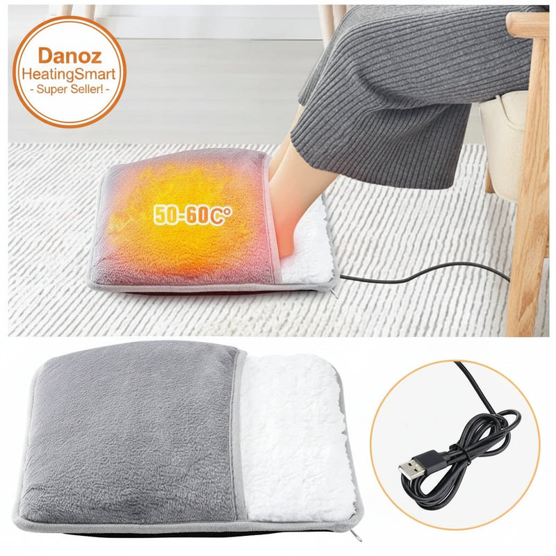 Danoz Health - Winter Electric Foot Heating Pad USB Charging Soft Plush Washable Foot Warmer Heater Improve Sleeping Household Foot Warming Mat - danozdirect