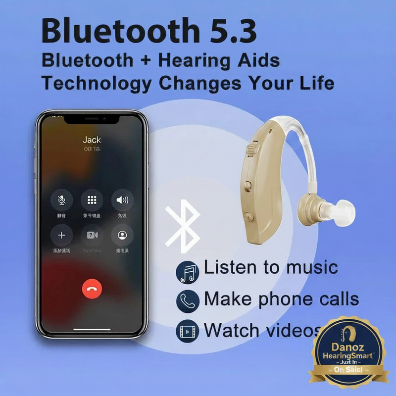 🎧 Danoz HearingSmart | Bluetooth BT5.3 Hearing Aid Amplifiers | 16 WDRC Channels | 4 Modes | 8Hr Battery | USB Charge | Howling Suppression | Volume Control