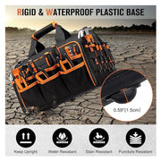 Danoz Heavy - Duty 17 - Inch Tool Bag with 46 Pockets, Waterproof Base & Shoulder Strap(Black Orange) - danozdirect