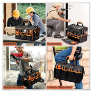 Danoz Heavy - Duty 17 - Inch Tool Bag with 46 Pockets, Waterproof Base & Shoulder Strap(Black Orange) - danozdirect