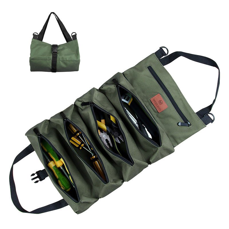 Danoz Heavy - Duty Canvas Tool Roll Up Bag & Organizer Tote - Multi - Pocket Wrench & Tool Pouch(Green) - danozdirect