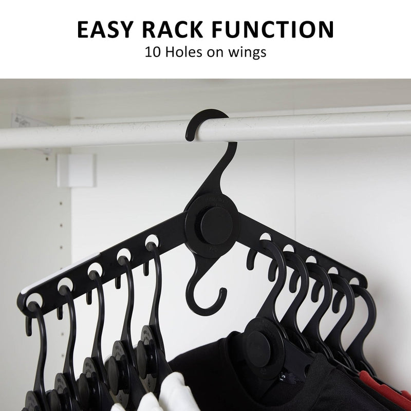 Danoz Home - 50X Plus Hanger Multiple Clothes Rack Organizer Foldable 10 Holes BLACK - danozdirect
