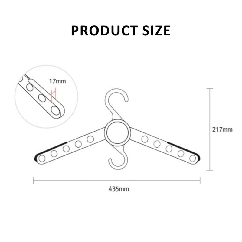 Danoz Home - 50X Plus Hanger Multiple Clothes Rack Organizer Foldable 10 Holes BLACK - danozdirect