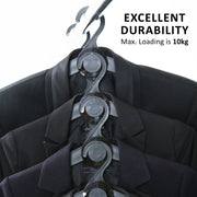 Danoz Home - 50X Plus Hanger Multiple Clothes Rack Organizer Foldable 10 Holes BLACK - danozdirect