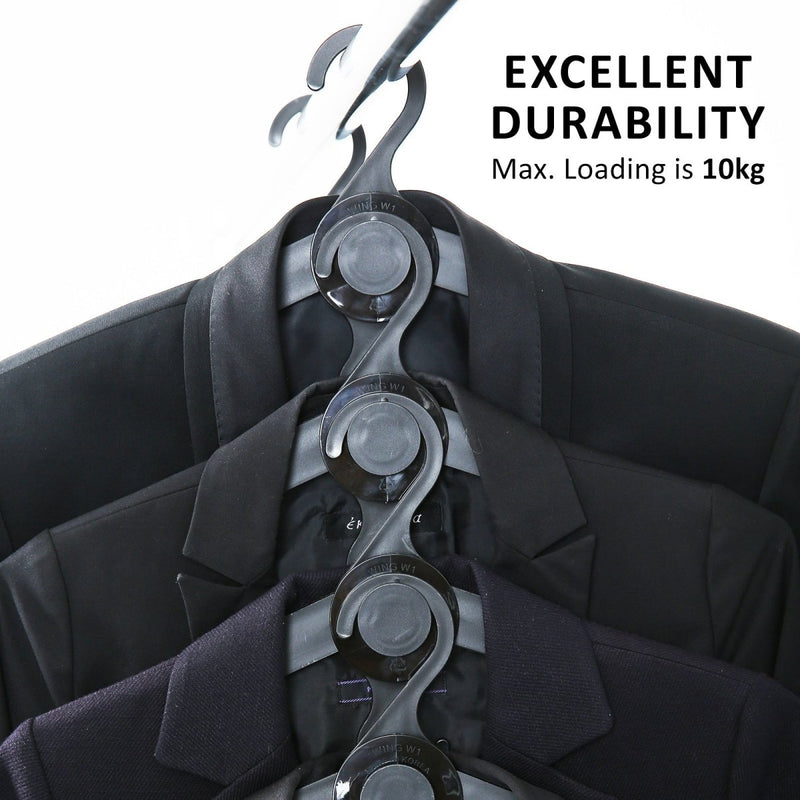 Danoz Home - 50X Plus Hanger Multiple Clothes Rack Organizer Foldable 10 Holes BLACK - danozdirect