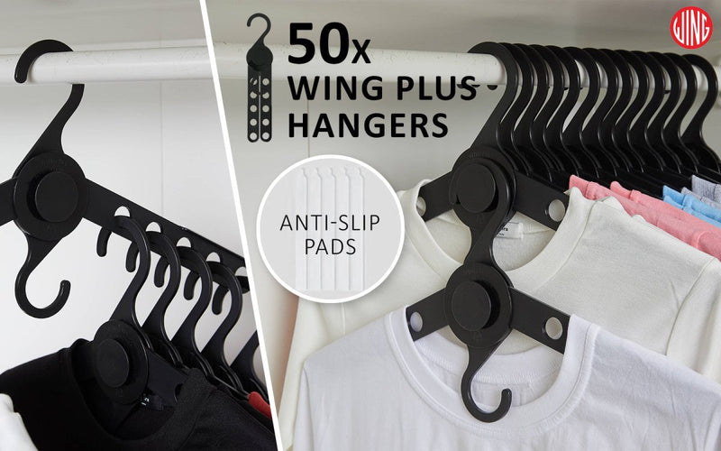 Danoz Home - 50X Plus Hanger Multiple Clothes Rack Organizer Foldable 10 Holes BLACK - danozdirect