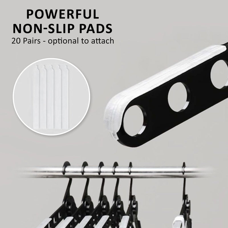 Danoz Home - 50X Plus Hanger Multiple Clothes Rack Organizer Foldable 10 Holes BLACK - danozdirect