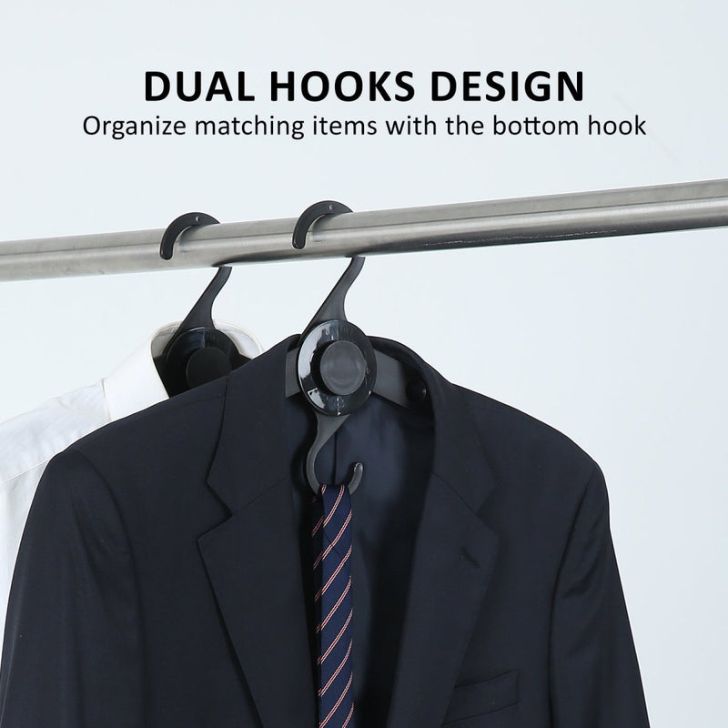 Danoz Home - 50X Plus Hanger Multiple Clothes Rack Organizer Foldable 10 Holes BLACK - danozdirect