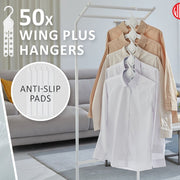 Danoz Home - 50X Plus Hanger Multiple Clothes Rack Organizer Foldable 10 Holes WHITE - danozdirect