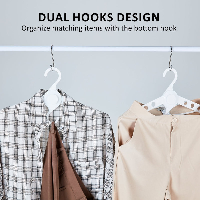 Danoz Home - 50X Plus Hanger Multiple Clothes Rack Organizer Foldable 10 Holes WHITE - danozdirect