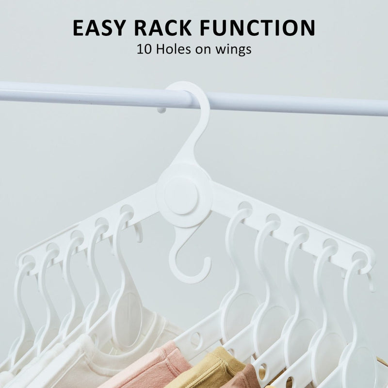 Danoz Home - 50X Plus Hanger Multiple Clothes Rack Organizer Foldable 10 Holes WHITE - danozdirect