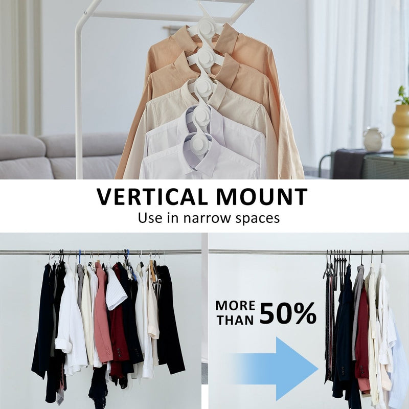 Danoz Home - 50X Plus Hanger Multiple Clothes Rack Organizer Foldable 10 Holes WHITE - danozdirect