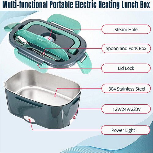 Danoz HotLunch 2 in1 Home Car Electric Lunch Box Stainless Steel Food Heating Bento Box AU Plug - danozdirect