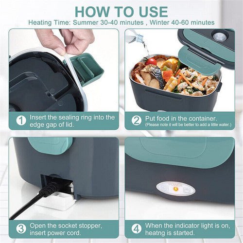 Danoz HotLunch 2 in1 Home Car Electric Lunch Box Stainless Steel Food Heating Bento Box AU Plug - danozdirect