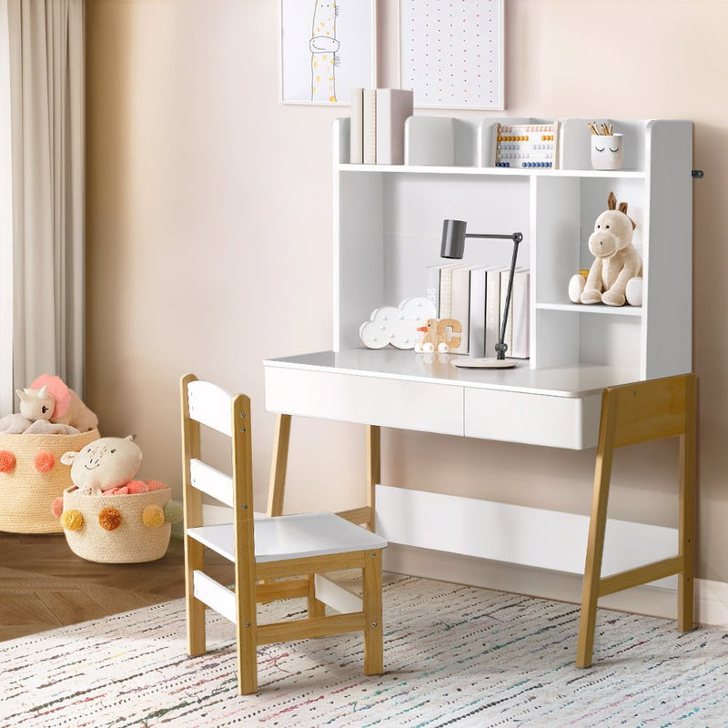 Danoz Kids - Keezi 2PCS Kids Table and Chairs Set Study Activity Toys Storage Desk Drawer - danozdirect