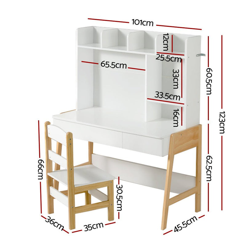 Danoz Kids - Keezi 2PCS Kids Table and Chairs Set Study Activity Toys Storage Desk Drawer - danozdirect