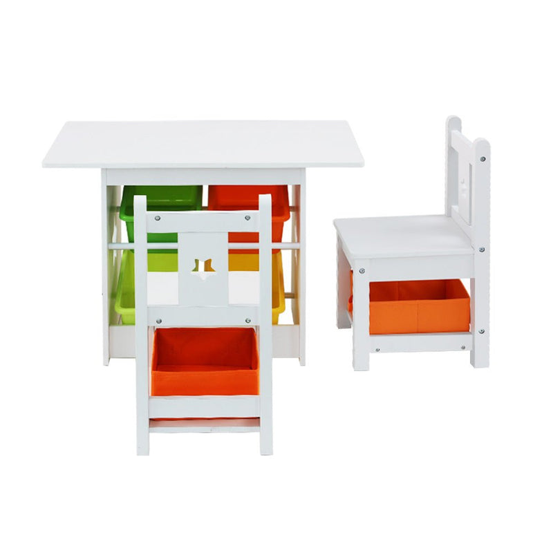Danoz Kids - Keezi 3PCS Kids Table and Chairs Set Children Furniture Play Toys Storage Box - danozdirect