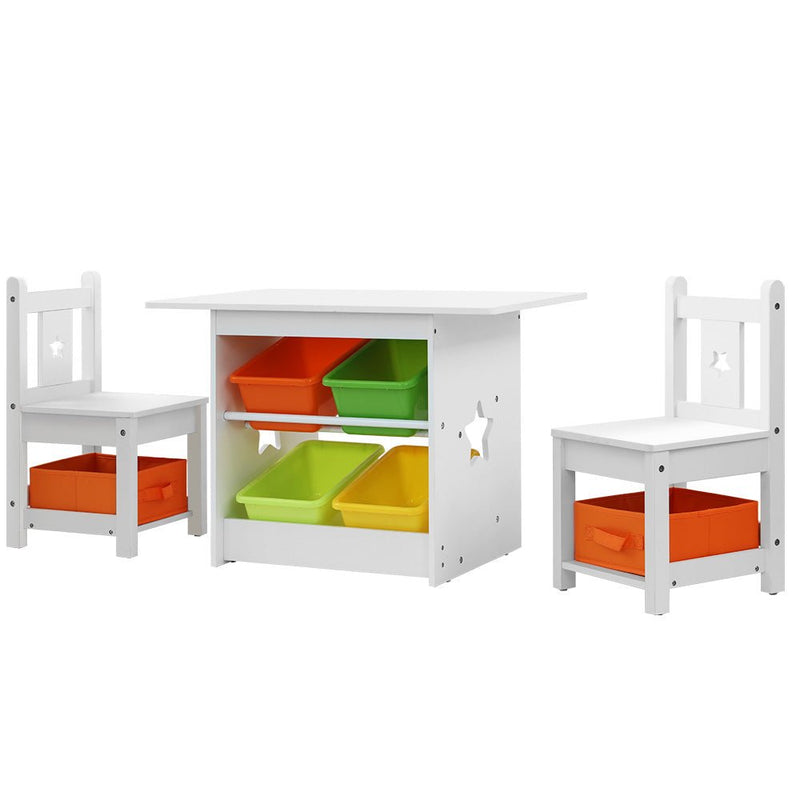Danoz Kids - Keezi 3PCS Kids Table and Chairs Set Children Furniture Play Toys Storage Box - danozdirect