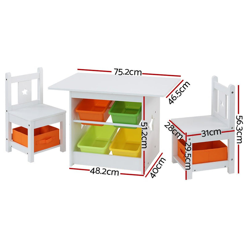 Danoz Kids - Keezi 3PCS Kids Table and Chairs Set Children Furniture Play Toys Storage Box - danozdirect